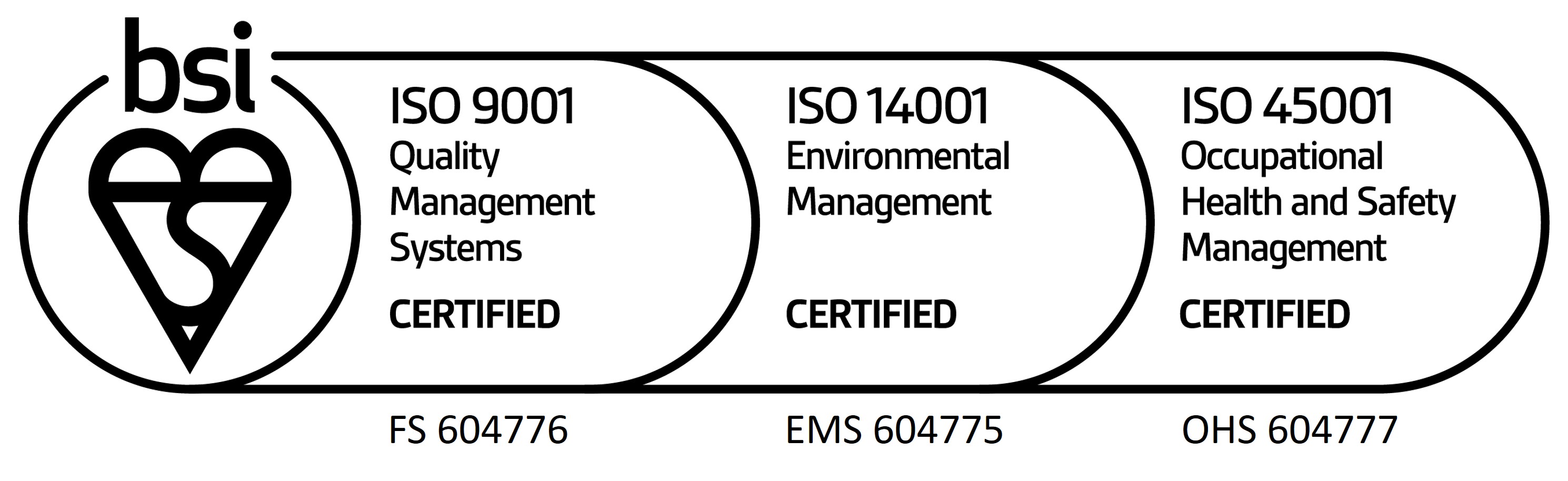 Hydrochem's Certified Quality, Safety and Environmental Management System seals