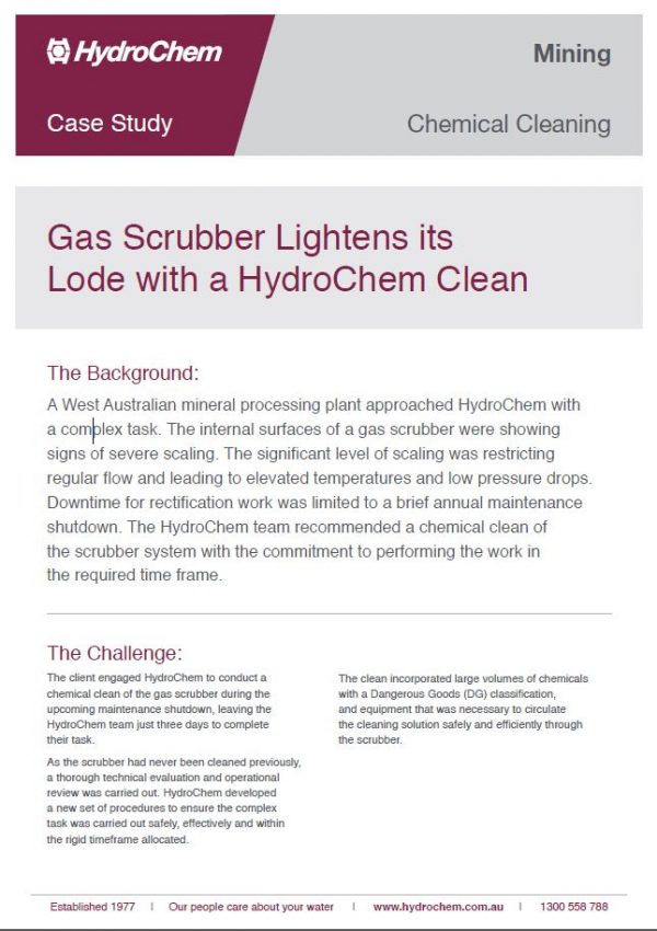 Gas Scrubber Lightens Its Lode With A Hydrochem Clean - Hydrochem